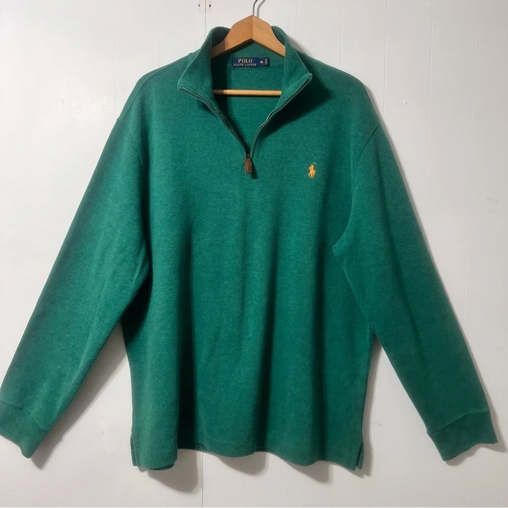 Polo Ralph Lauren French Ribbed Half Zip Sweater Preppy Casual Classic Size XL